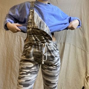 Winter Camo Sweatpant Overalls Cotton blend
